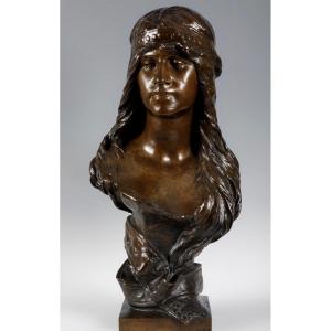 Bust Of An Oriental Woman, Bronze - Albert Hambresin Belgium