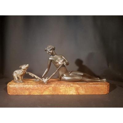 Woman And Bear, Bronze - Reveyrolis