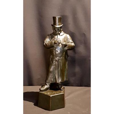 The Pipe Smoker, Bronze - Léon Mignon