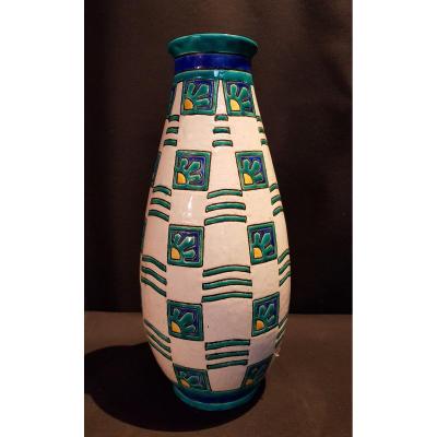 Earthenware Vase, Cloisonné Enamels, Boch Keramis - Charles Catteau