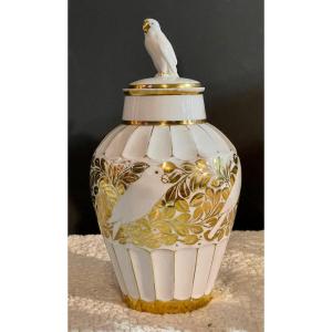 Art-deco Vase With Lid - Decor Birds And Parrots - Artist Fritz Klee
