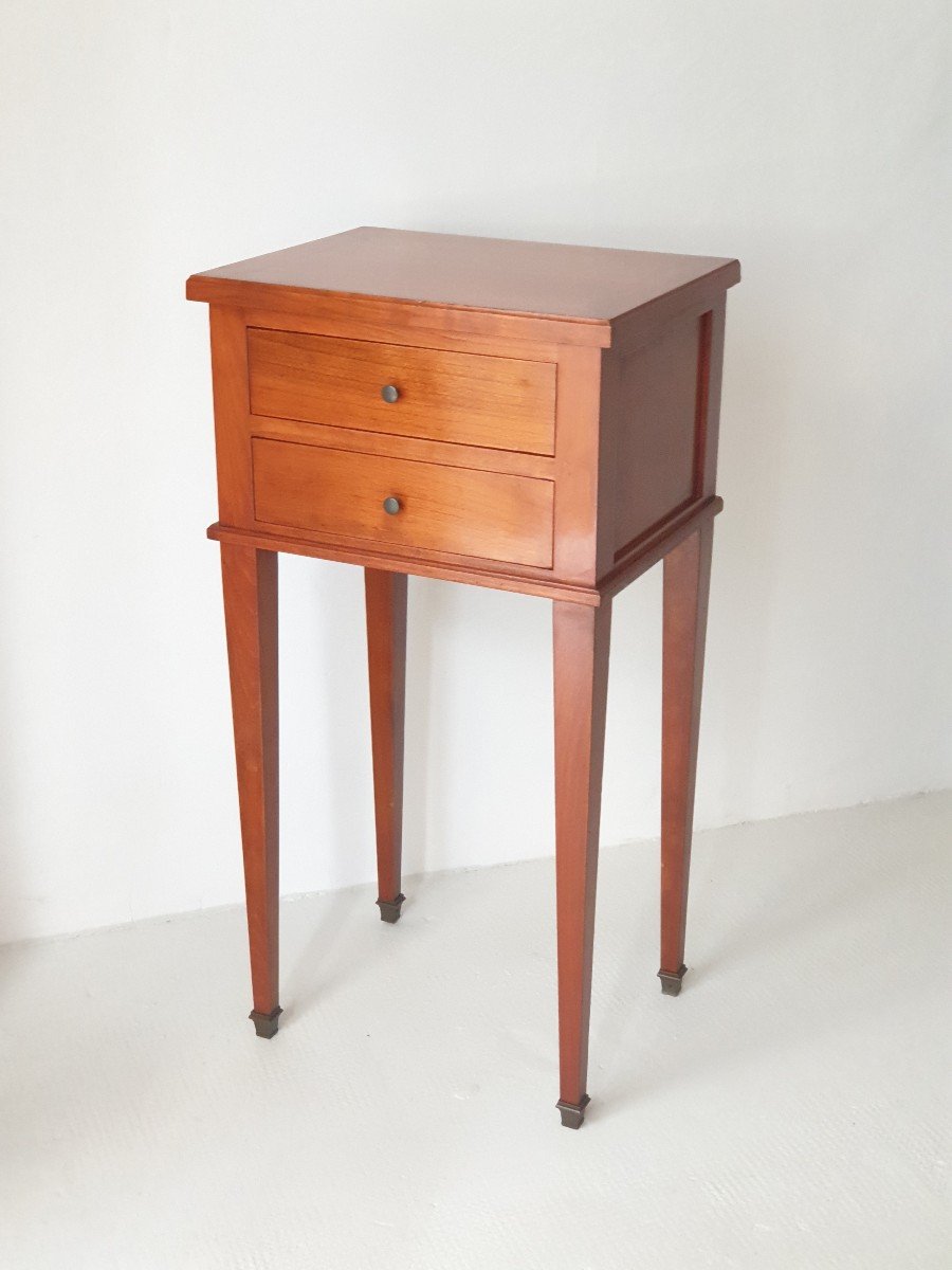 Pair Of Solid Cherry Wood Bedside Tables 1960-1970 France -photo-3