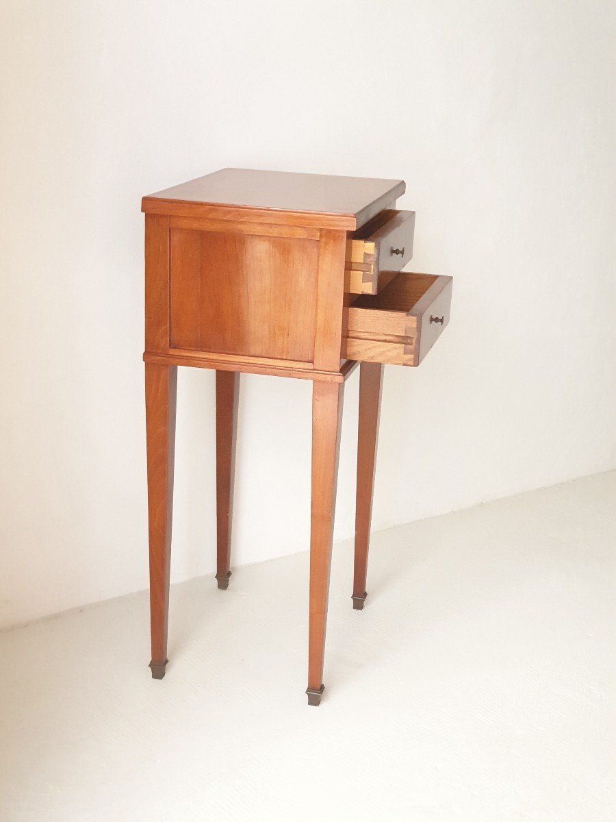 Pair Of Solid Cherry Wood Bedside Tables 1960-1970 France -photo-4