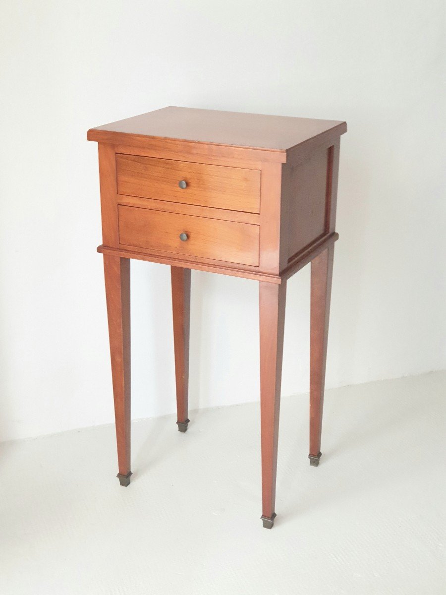 Pair Of Solid Cherry Wood Bedside Tables 1960-1970 France -photo-3