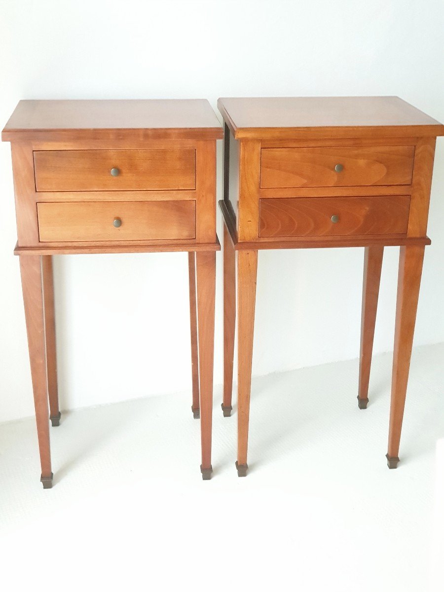 Pair Of Solid Cherry Wood Bedside Tables 1960-1970 France -photo-4