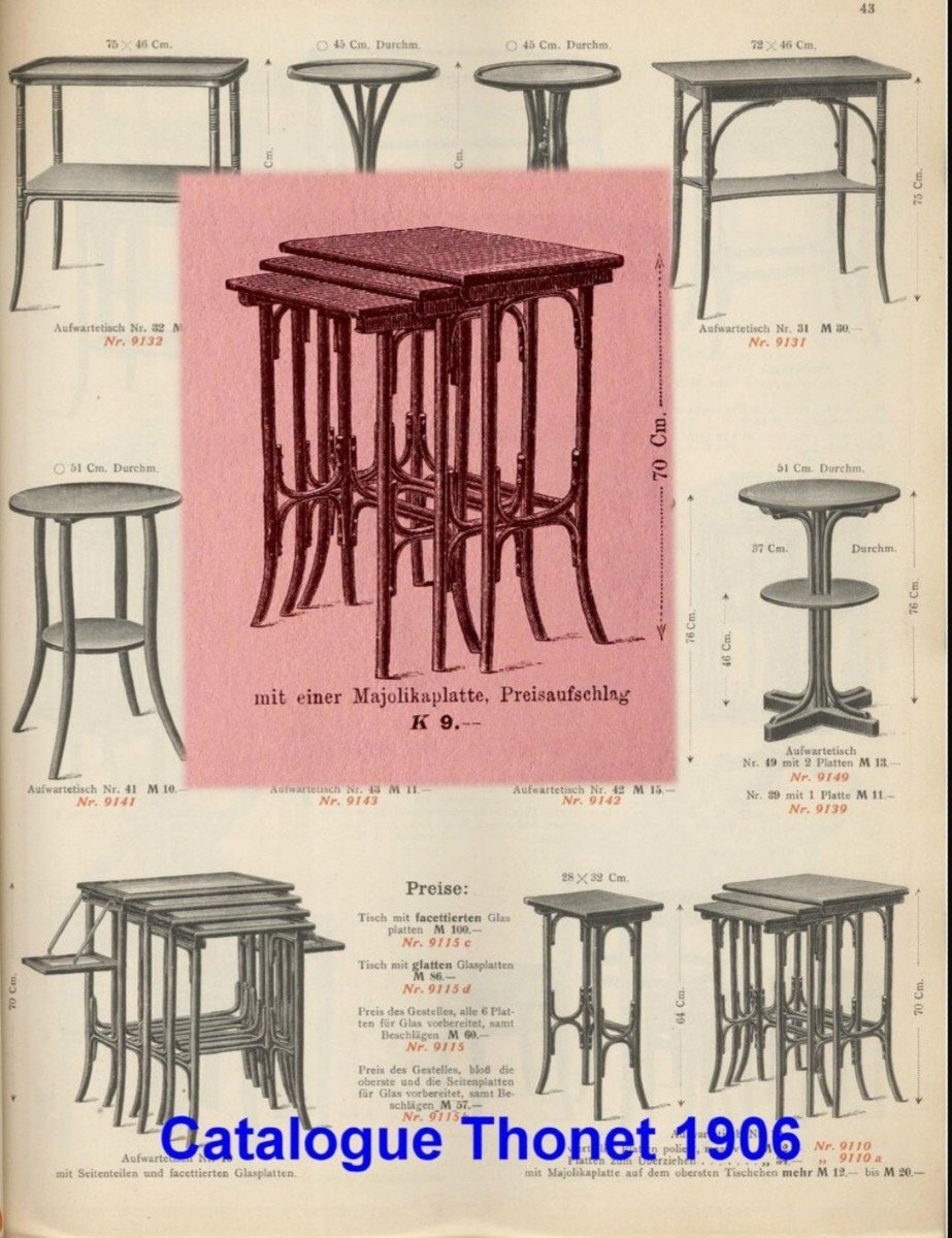 Tables Gigognes Thonet N°10  Hêtre Teinté -photo-6