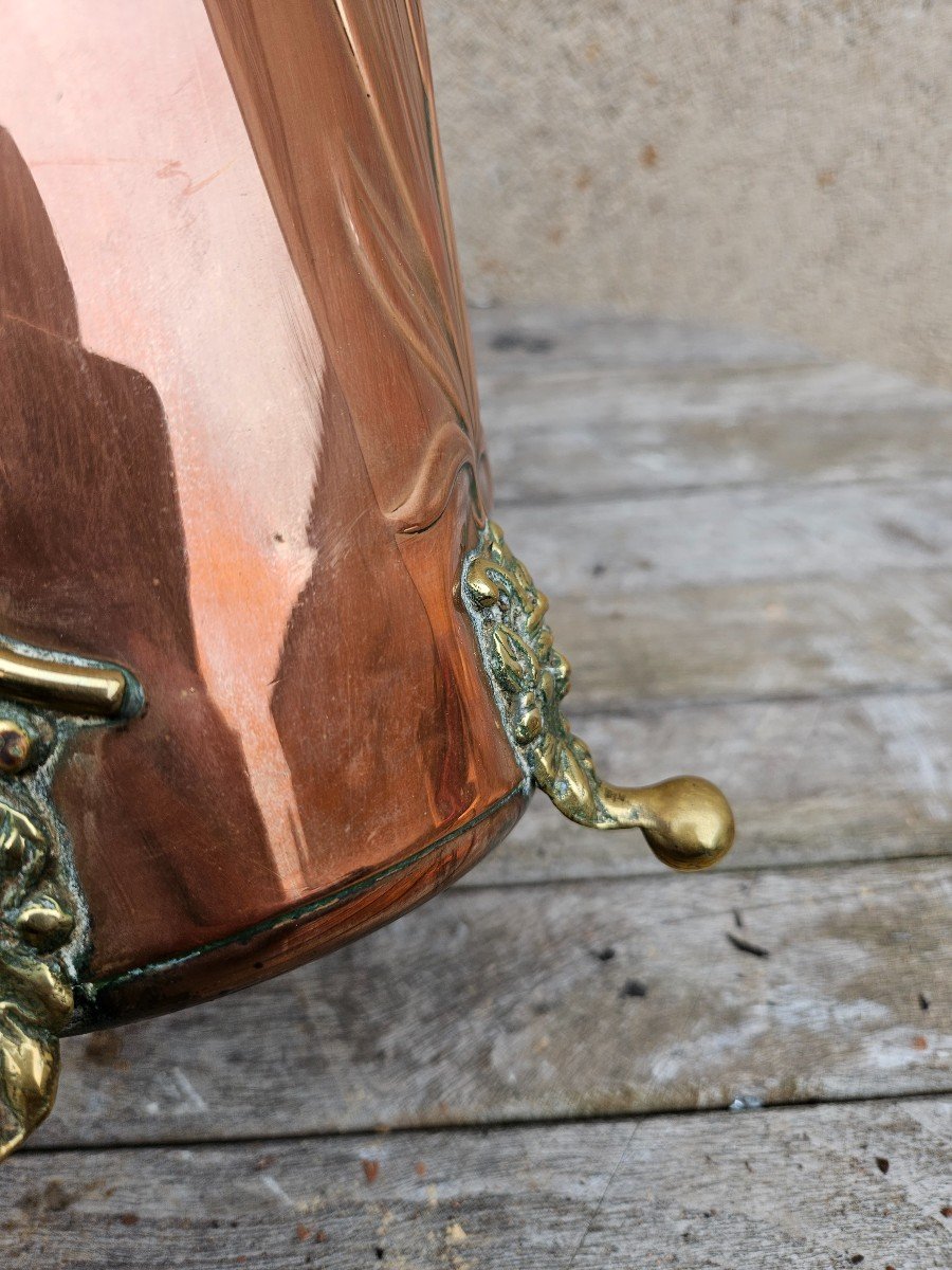 Art Nouveau Copper & Brass Vase Floral Decor & Faun Head & Fabrique Gbn & Jugendstil-photo-6