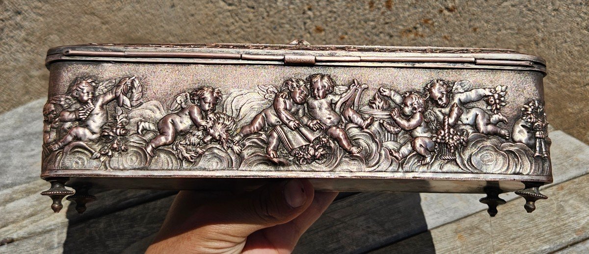 Box Jarry Ainé 19th Finely Chiseled Decor Cherubs Musicians-photo-8