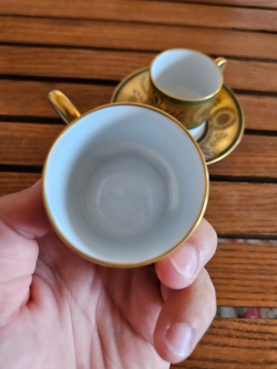 2 Limoges Cups And Saucers 19th Empire Decor After The Sèvres Manufacture-photo-3