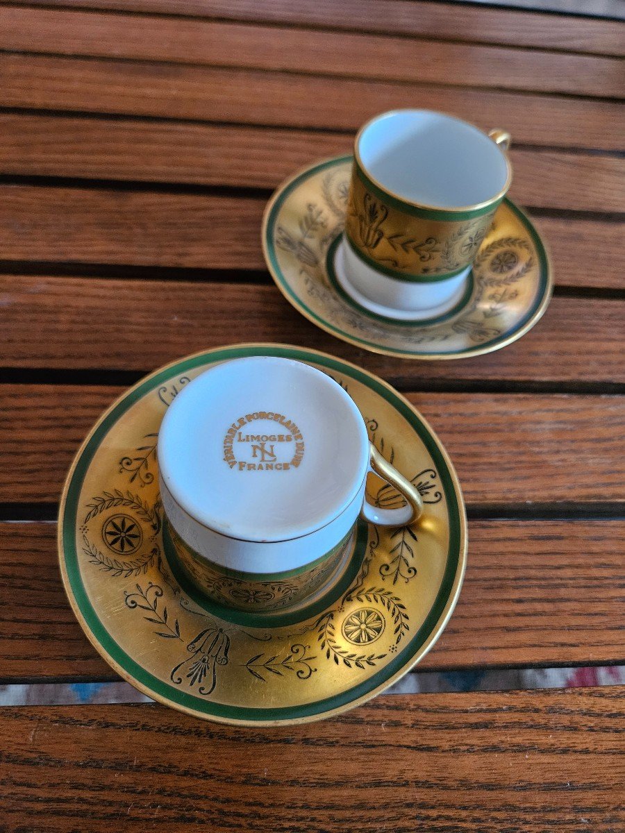 2 Limoges Cups And Saucers 19th Empire Decor After The Sèvres Manufacture