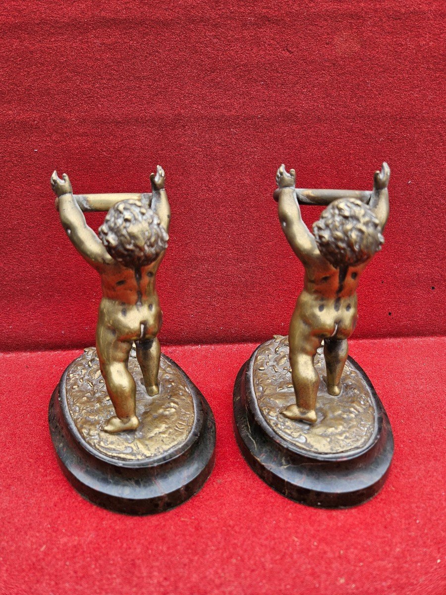 Pair Of Louis Kley Monkey Bronze Cupids-photo-3