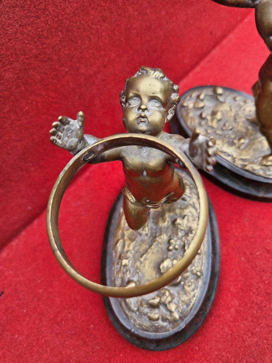 Pair Of Louis Kley Monkey Bronze Cupids-photo-3