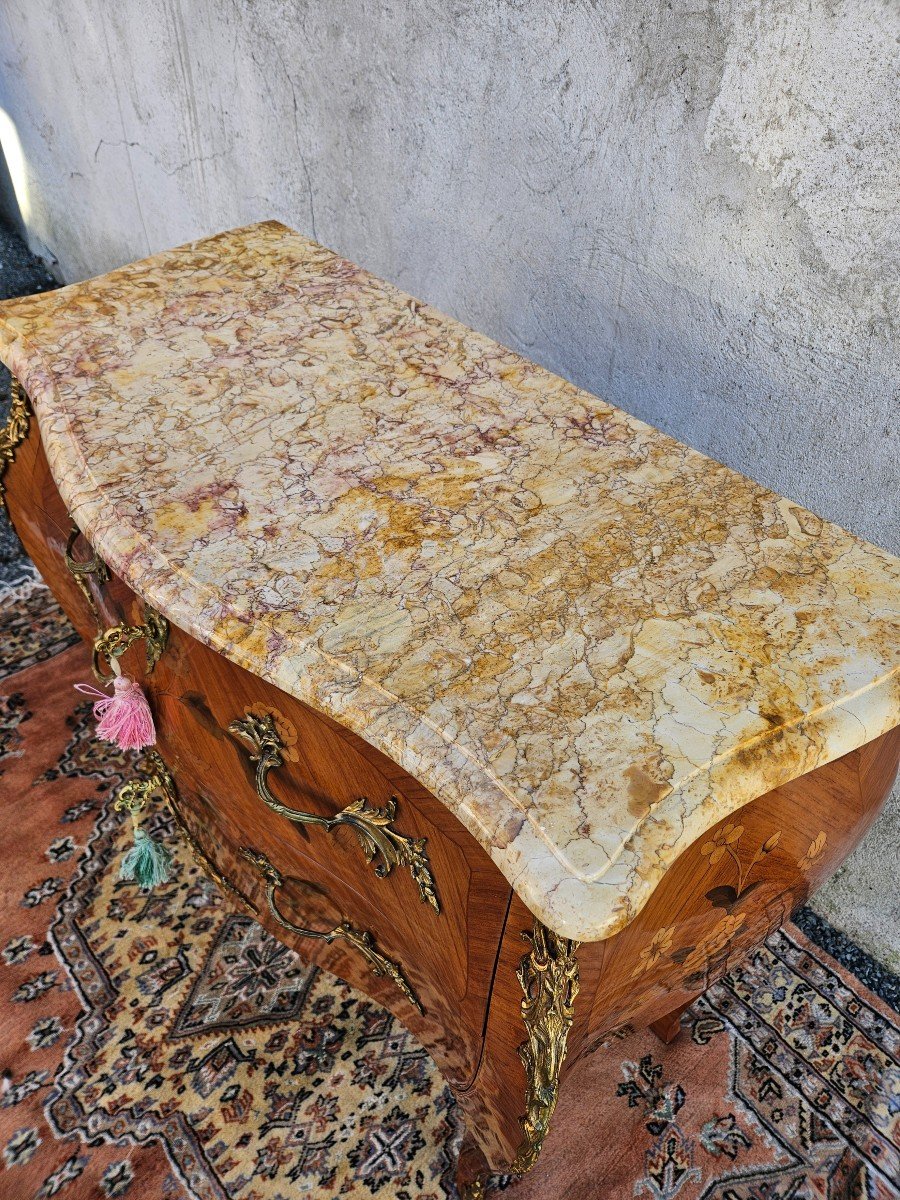 Inlaid Chest Of Drawers Stamped Marquant P.-photo-3