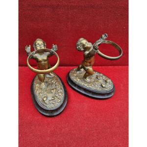 Pair Of Louis Kley Monkey Bronze Cupids