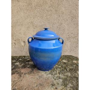 Pot à Graisse / Confit - Ancienne Poterie Du Sud-ouest Vernissée Bleue