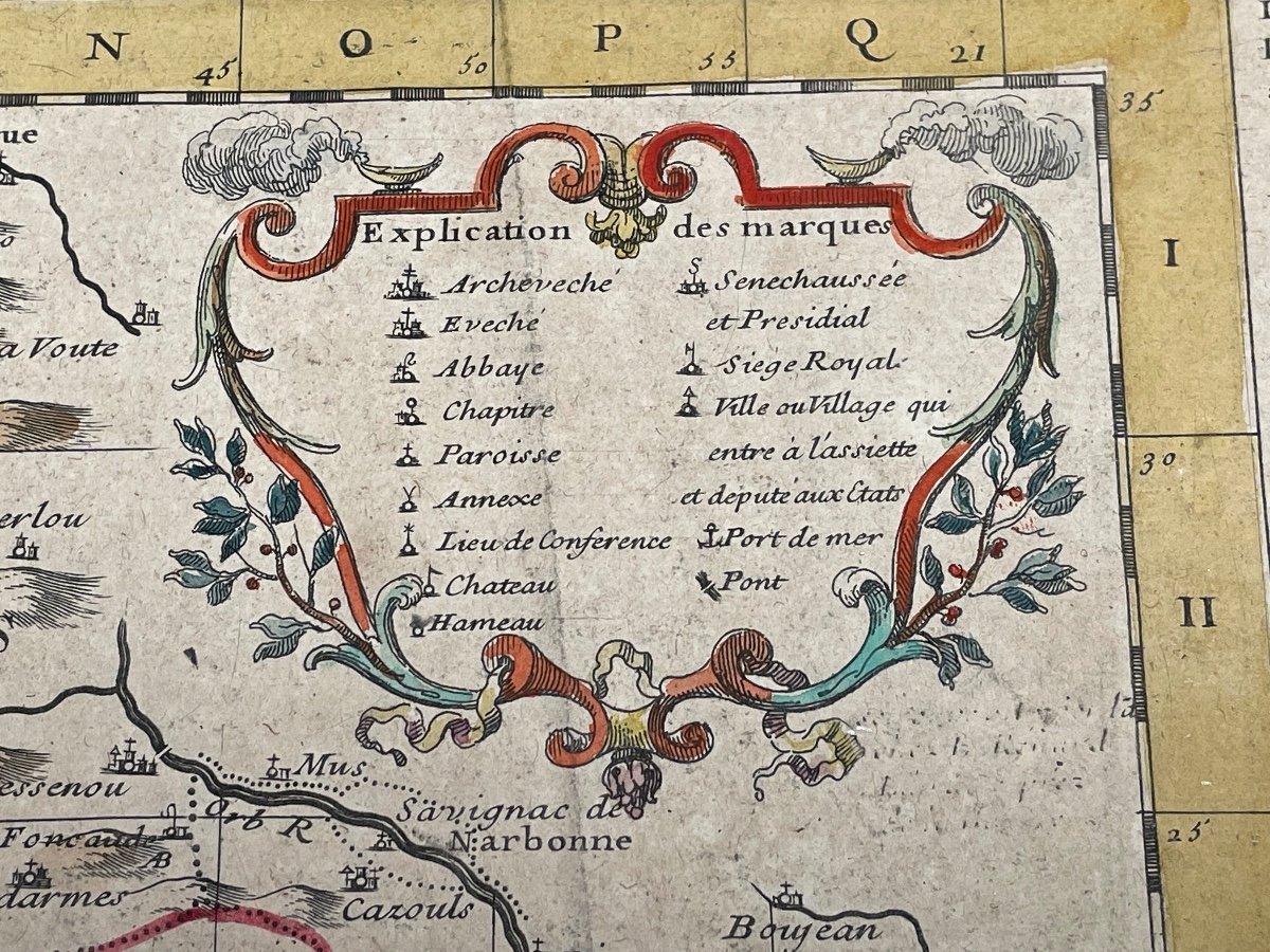 Geographical Map Of The Diocese Of Narbonne 1704 Early 18th-photo-6