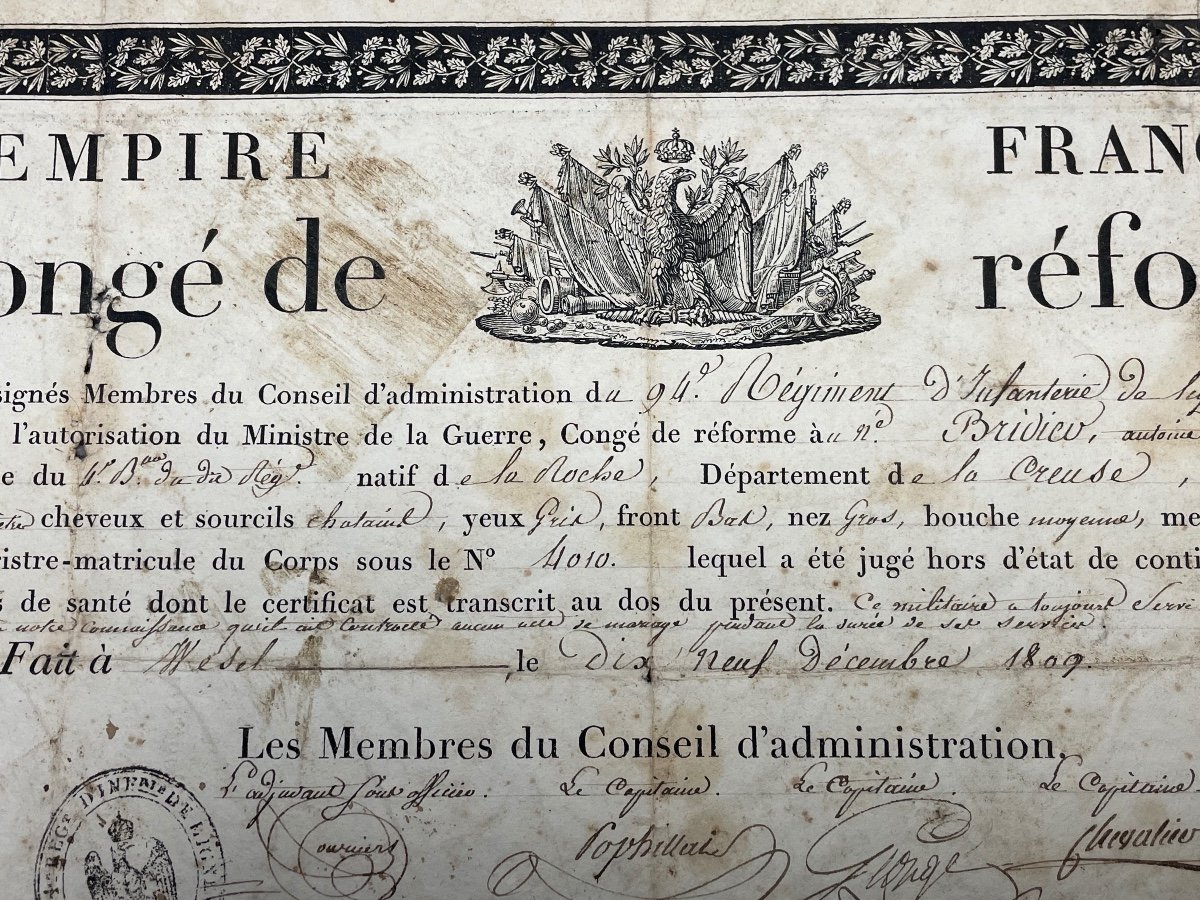 French Empire August 1, 1810 Reform Leave Of The Reserve Company 1810-photo-1