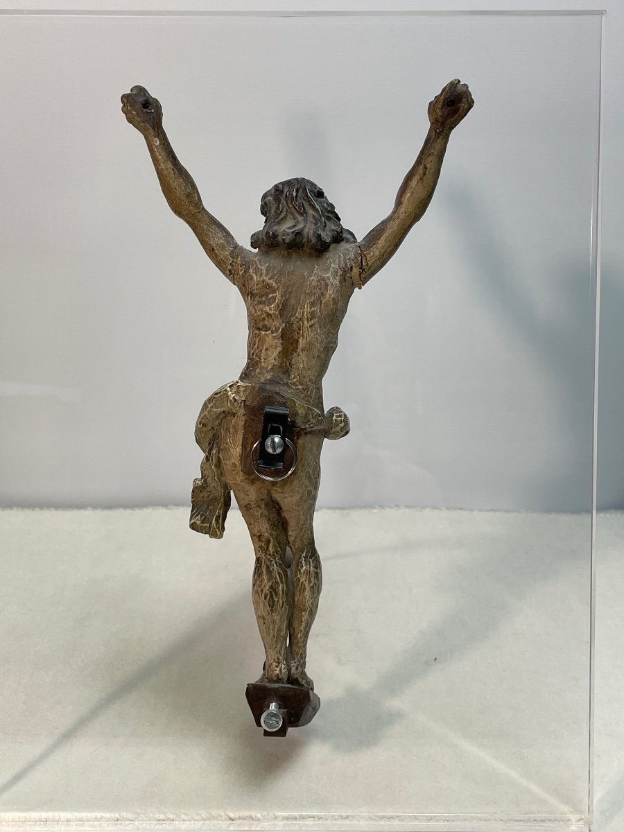 Christ  En Bois  Sculpté  Polychrome époque 18 ème -photo-1