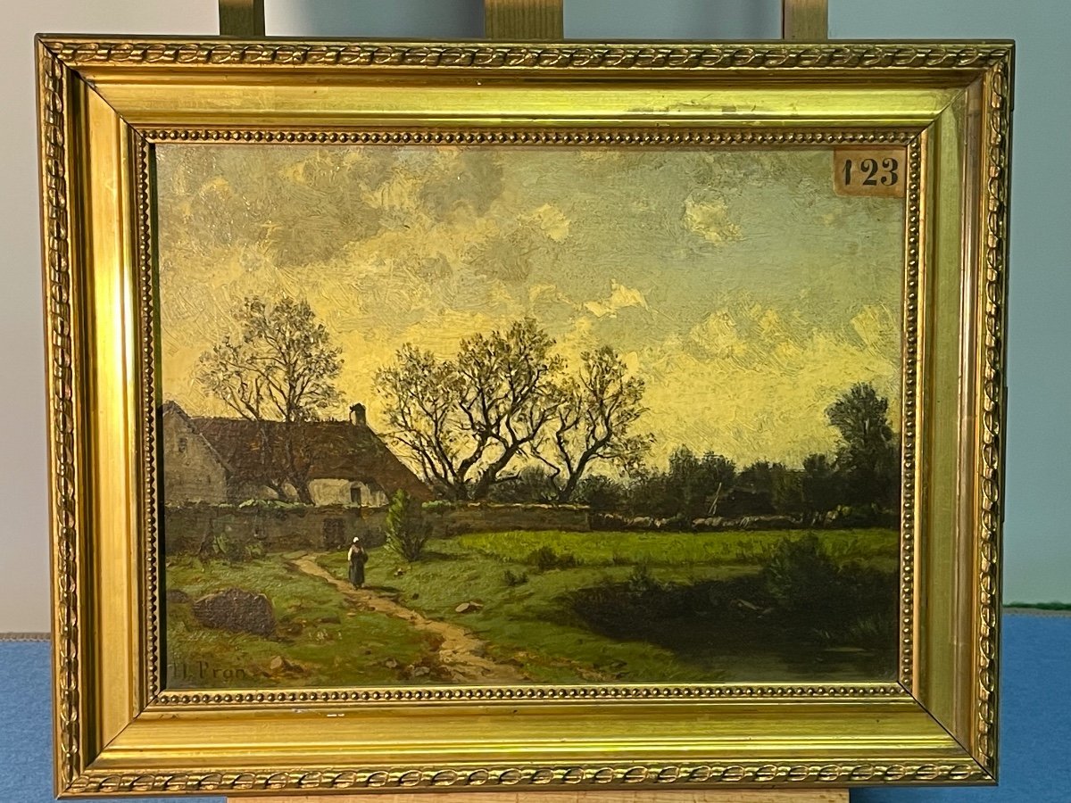 Pron Hector Couquin (brie) "barbizon School "19th Century Painting" 1903