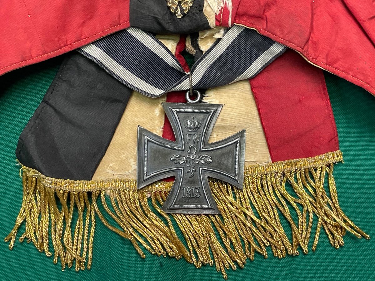 Cravate  De  Drapeau  Allemand Et Sa Croix De Fer  Guerre De 1870   19 ème -photo-2