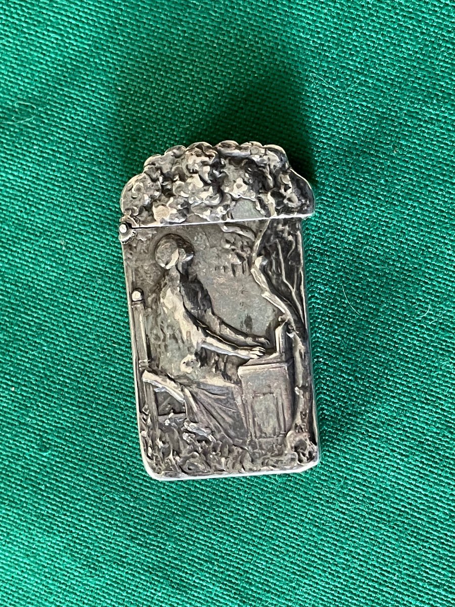 Small Pyrogenic Match Box In Sterling Silver Art Nouveau 19th Century -photo-6