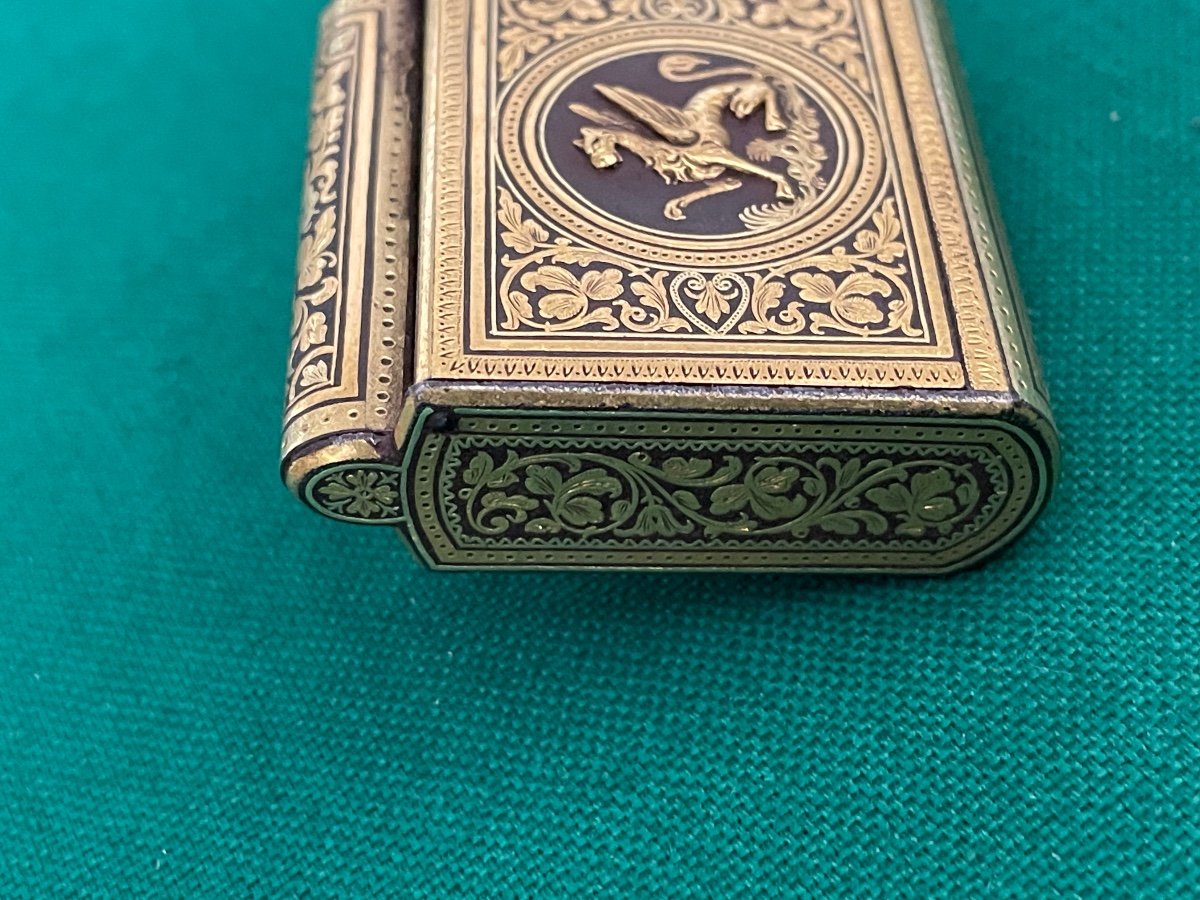 Small Pyrogenic Match Box In Art Nouveau Brass 19th Century -photo-3