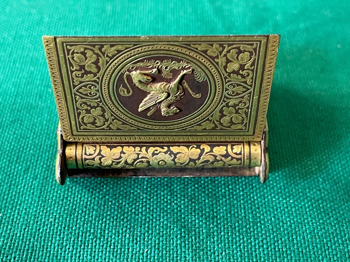 Small Pyrogenic Match Box In Art Nouveau Brass 19th Century -photo-3