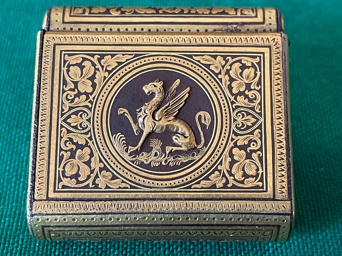 Small Pyrogenic Match Box In Art Nouveau Brass 19th Century 