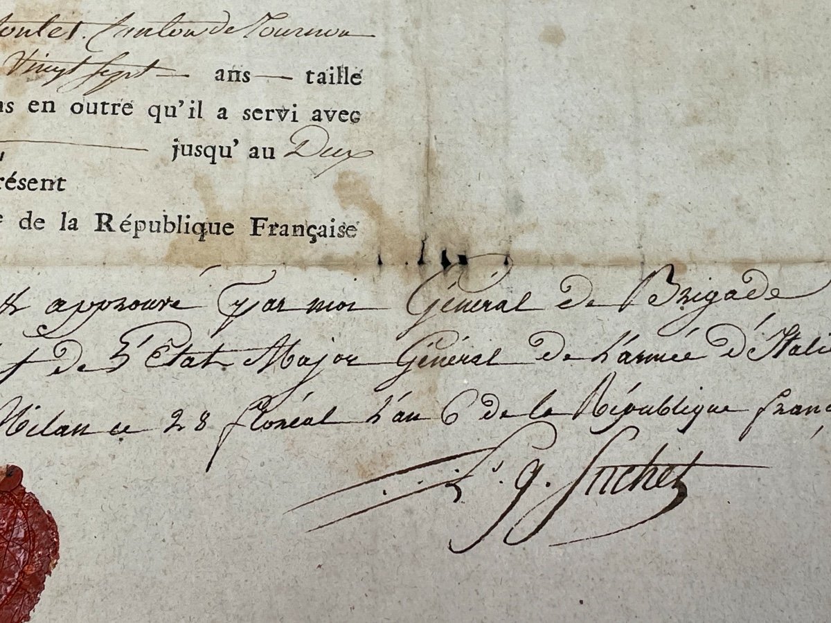 Congé  Absolu  Des  Vétérans   Nationaux   Signé Par Le  Maréchal  Suchet  Maréchal De l'Empire-photo-4