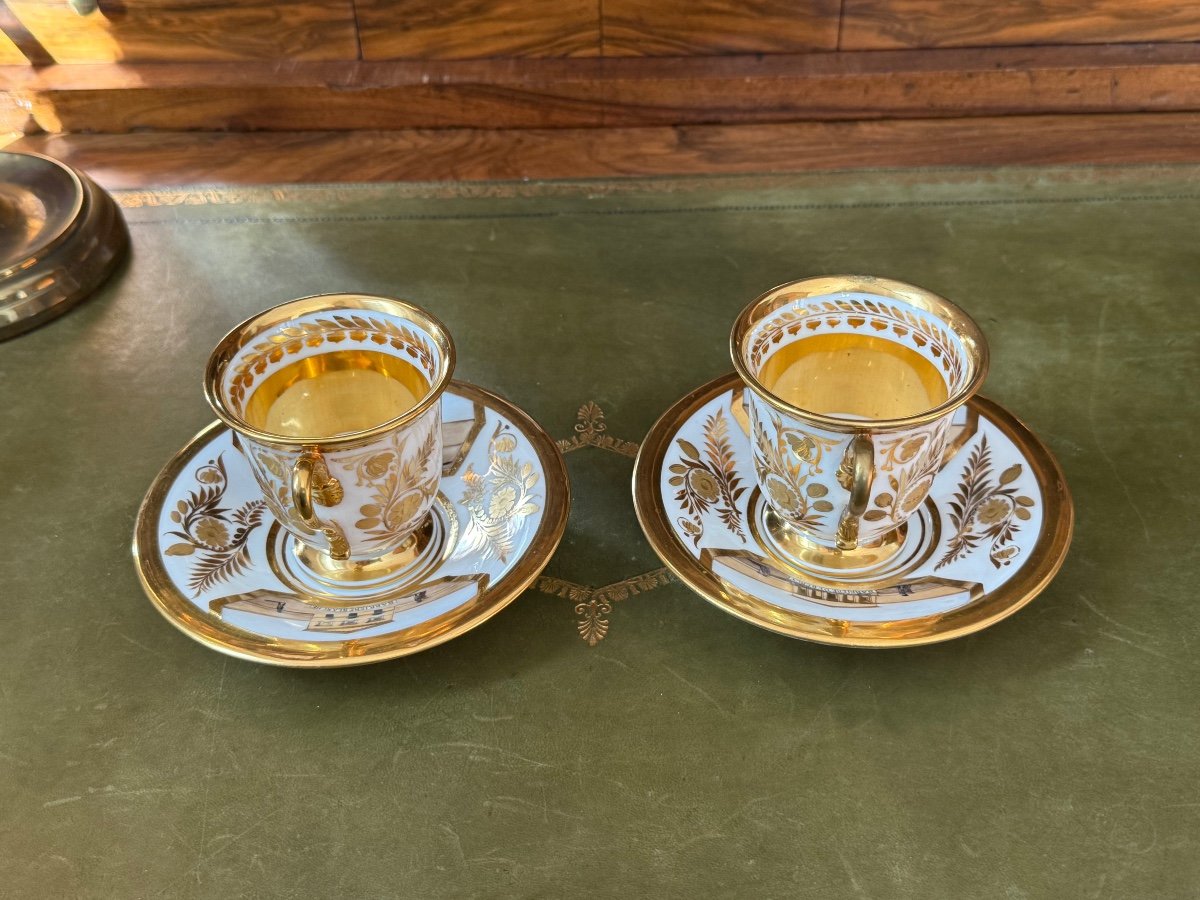 2  Tasses  Porcelaine  Litron  1er Empire  Darte  Freres Paris  1804 / 1829 19 ème -photo-3