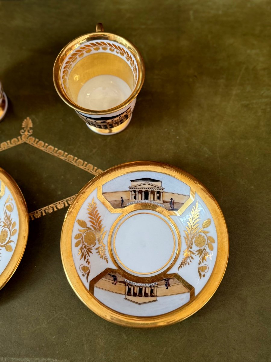 2  Tasses  Porcelaine  Litron  1er Empire  Darte  Freres Paris  1804 / 1829 19 ème -photo-2