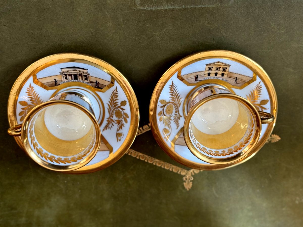 2  Tasses  Porcelaine  Litron  1er Empire  Darte  Freres Paris  1804 / 1829 19 ème -photo-7