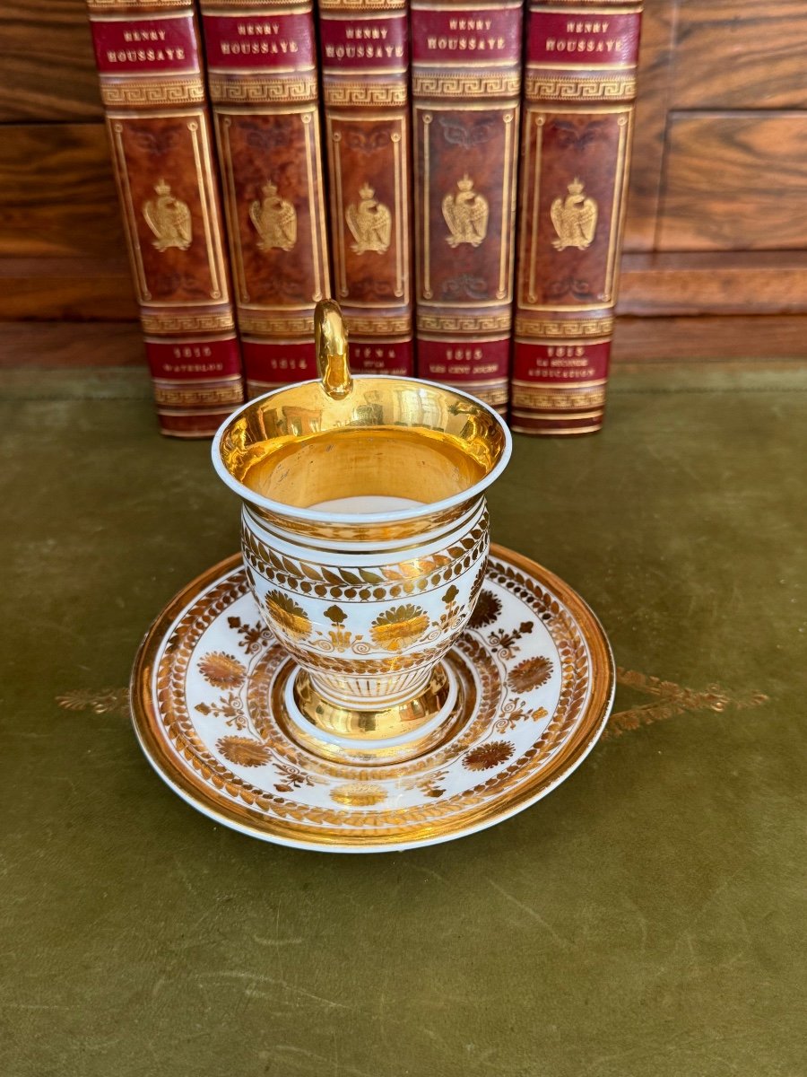 Chocolate Cup From The 1st Empire Napoleon On The Handle Paris Porcelain 19th Century -photo-8