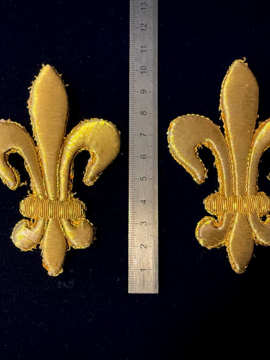 Deux Grandes Fleur De Lys  Or  De  Porte Manteau  d' Officier De La Garde Royale   1814  19 ème-photo-2