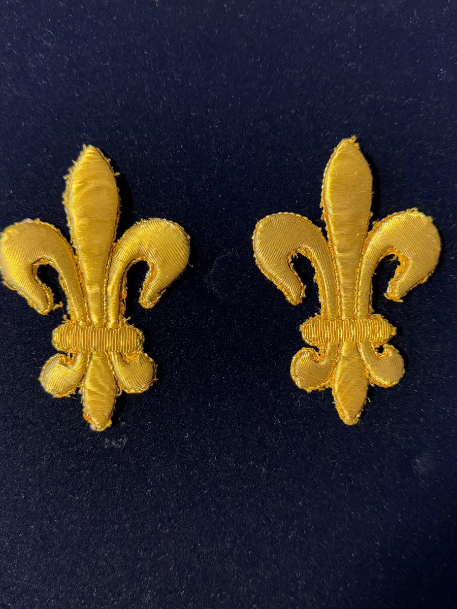 Deux Grandes Fleur De Lys  Or  De  Porte Manteau  d' Officier De La Garde Royale   1814  19 ème