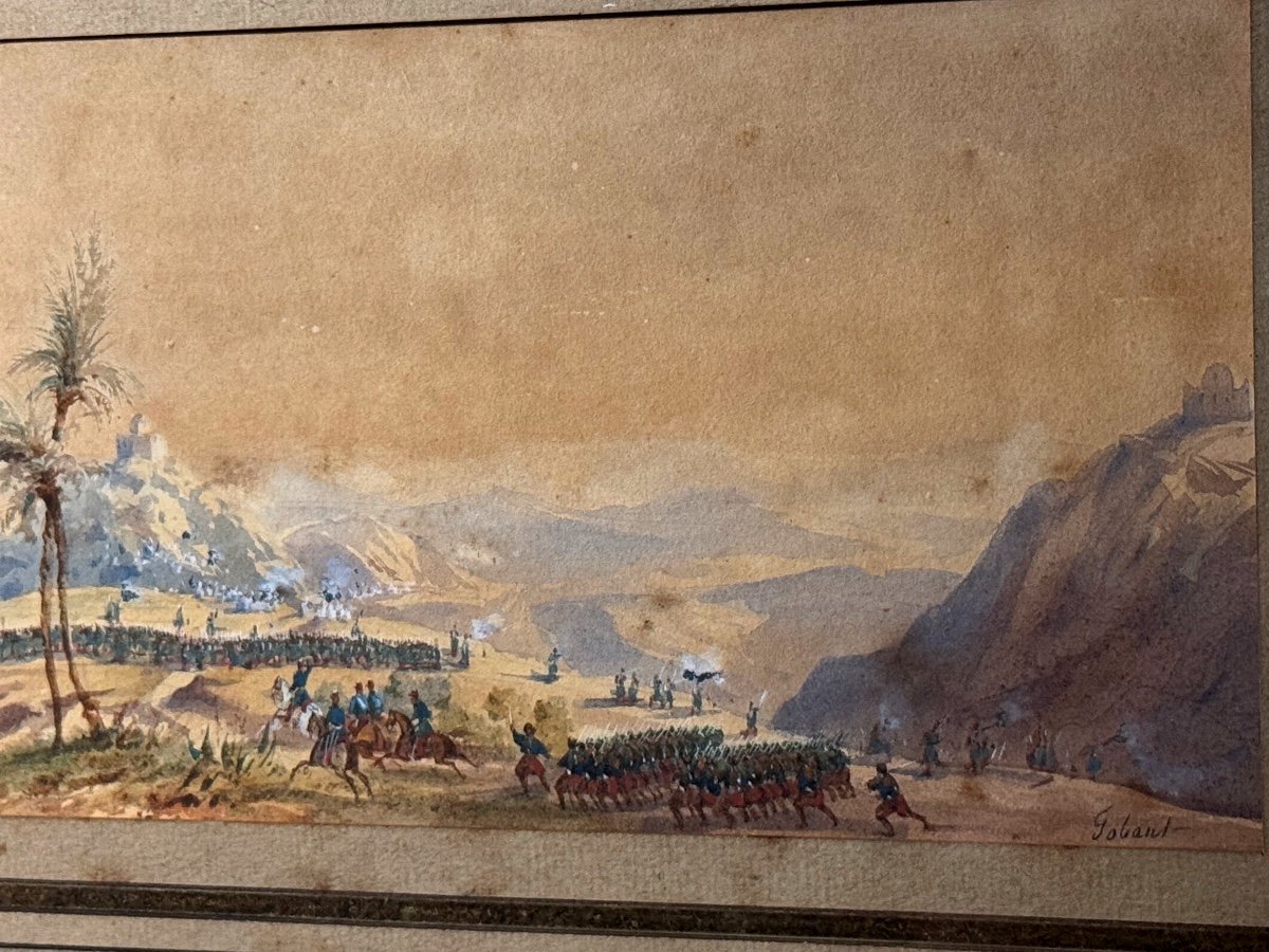 Aquarelle  Miniature   Bataille  De  Sidi  Brahim   Septembre 1845  Par  Gaspard  Gobaut 19 ème-photo-3