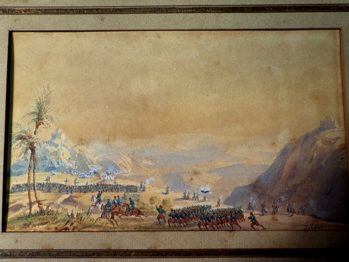 Aquarelle  Miniature   Bataille  De  Sidi  Brahim   Septembre 1845  Par  Gaspard  Gobaut 19 ème-photo-2