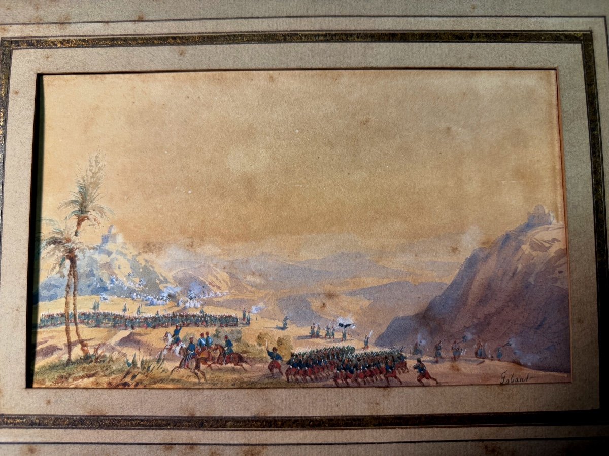 Aquarelle  Miniature   Bataille  De  Sidi  Brahim   Septembre 1845  Par  Gaspard  Gobaut 19 ème-photo-4