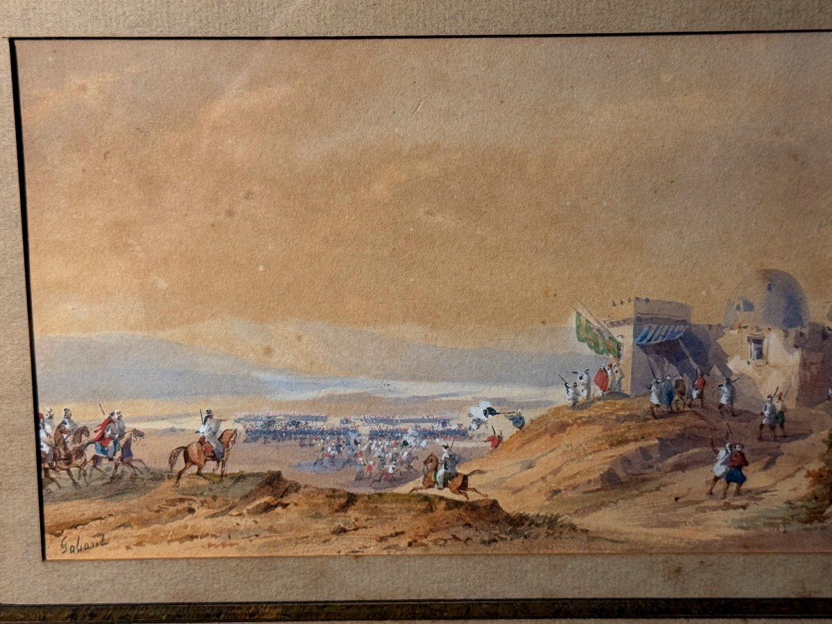 Miniature Watercolor Battle Of Sidi Brahim / Tlemcen September 1845 Gaspard Gobaud XIXth -photo-3