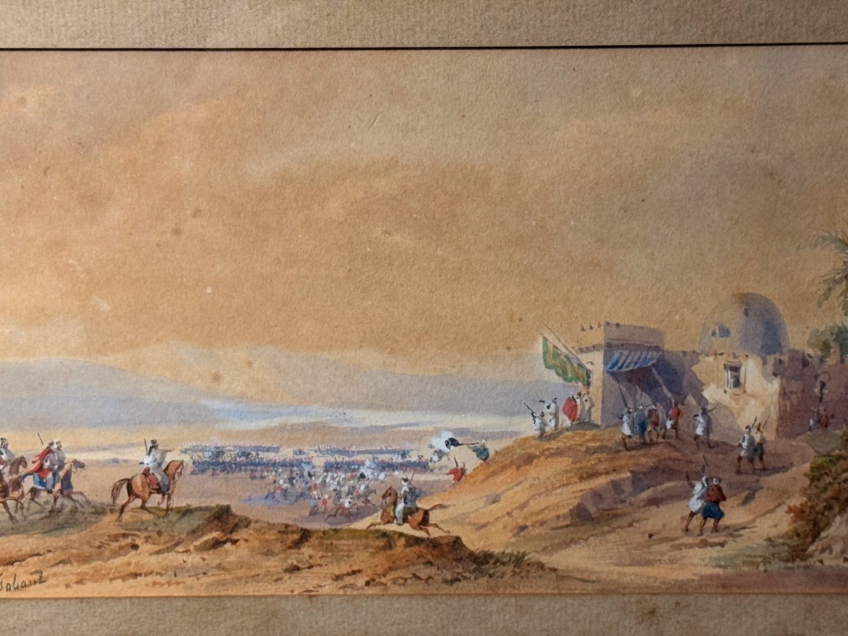 Miniature Watercolor Battle Of Sidi Brahim / Tlemcen September 1845 Gaspard Gobaud XIXth -photo-4