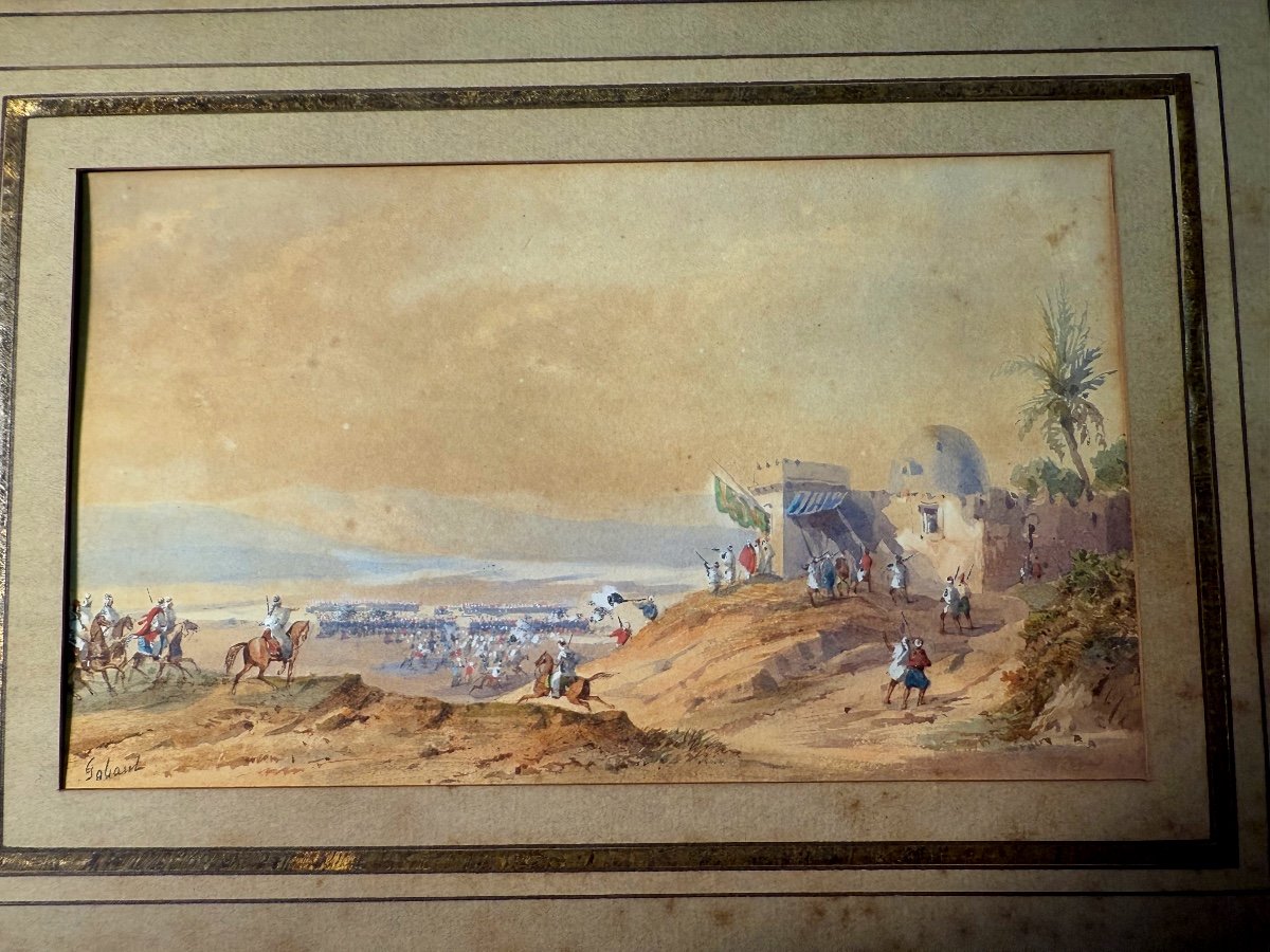 Miniature Watercolor Battle Of Sidi Brahim / Tlemcen September 1845 Gaspard Gobaud XIXth -photo-2