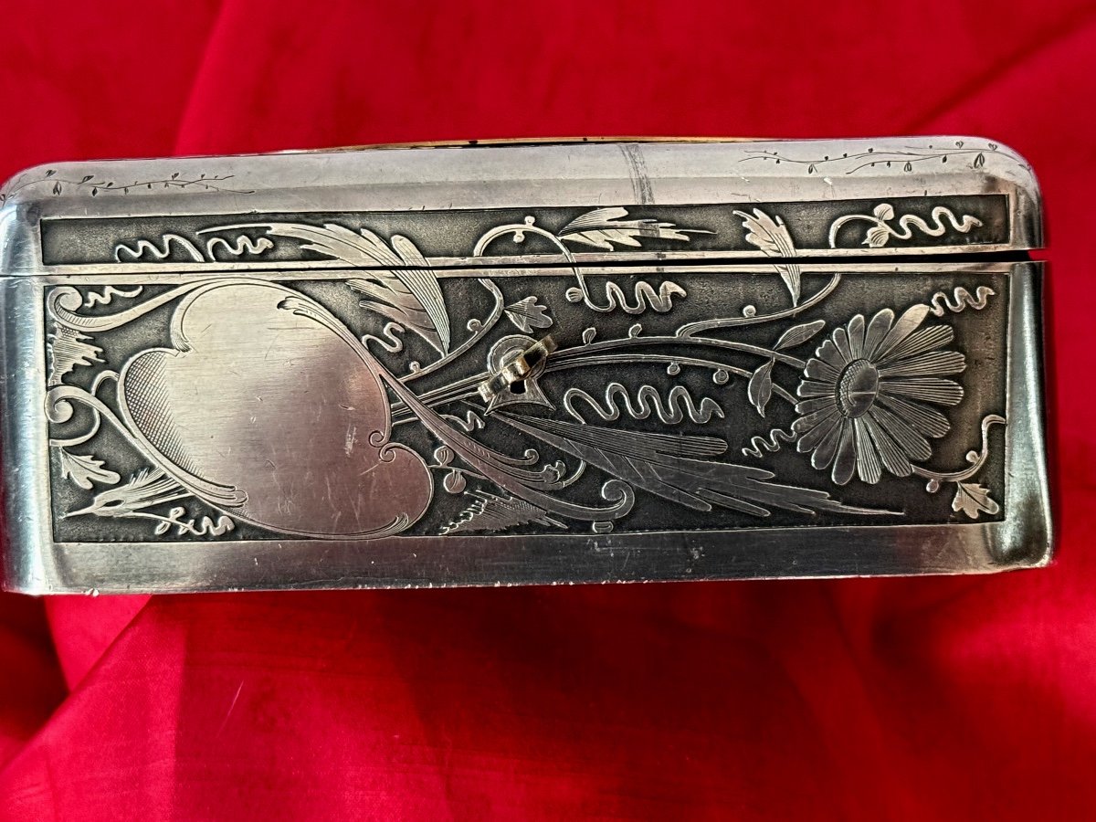 Silver Metal Jewelry Box "the Village Accordion" By Greuze, 19th Century -photo-3