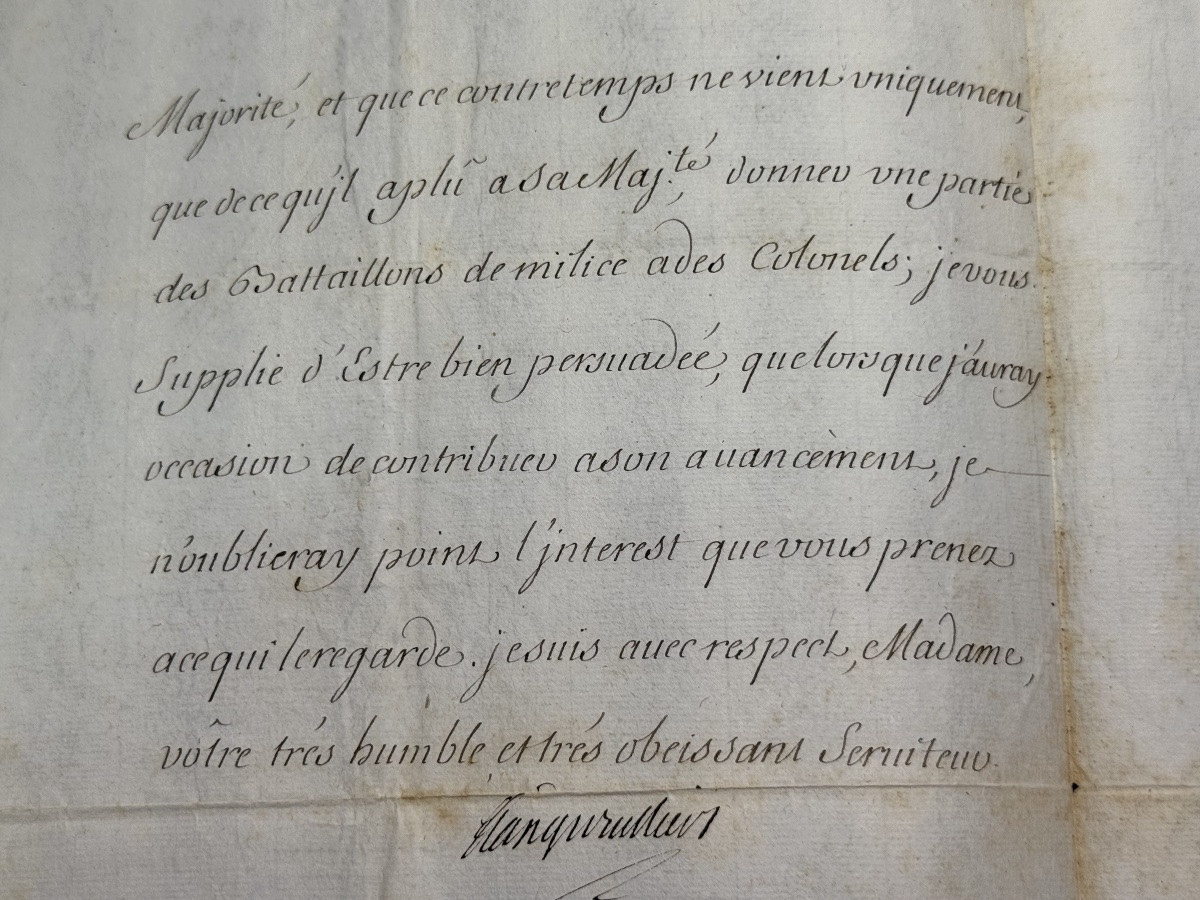 Lettre De Recommandation  " Piston " Adressée A Madame De  Barabère  Maitresse  Du  Roi  1734  -photo-1