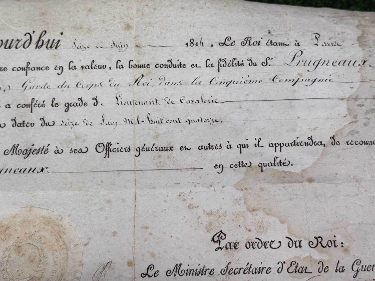 Appointment Of Lieutenant In The King's Bodyguards Fifth Company In June 1814 -photo-2