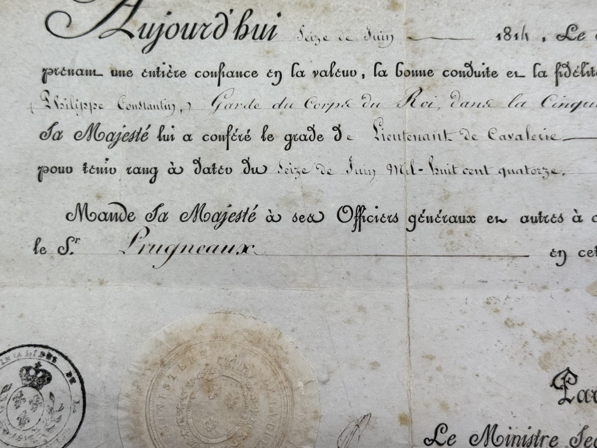 Appointment Of Lieutenant In The King's Bodyguards Fifth Company In June 1814 -photo-3