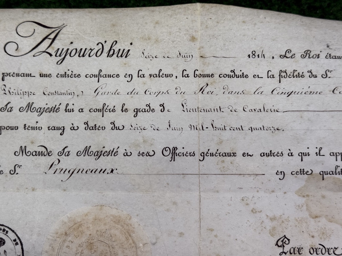 Appointment Of Lieutenant In The King's Bodyguards Fifth Company In June 1814 -photo-5