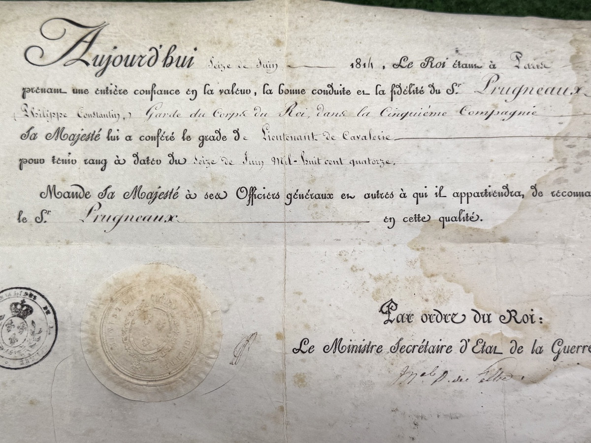 Appointment Of Lieutenant In The King's Bodyguards Fifth Company In June 1814 