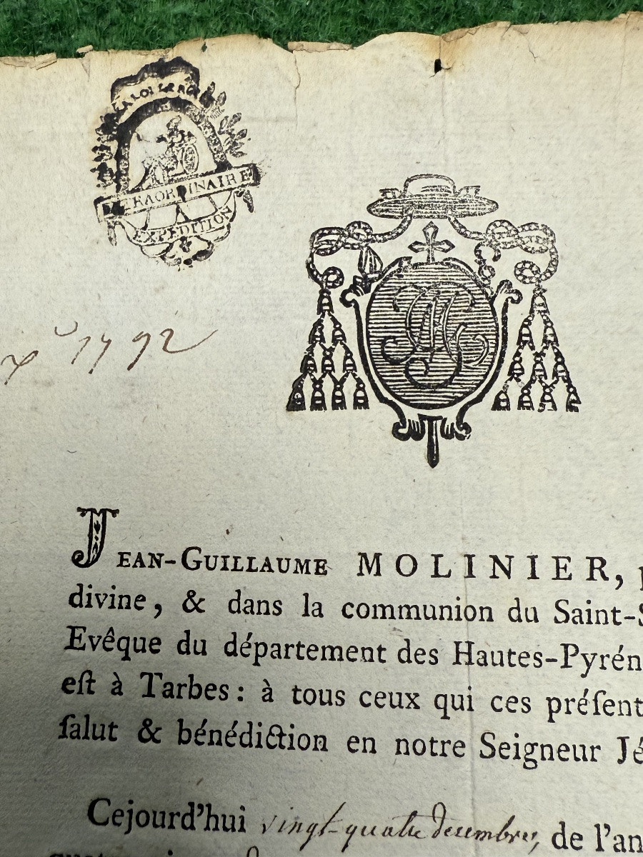  Tarbes  Nomination  d'Un  Curé  Constitutionnel  Avec Son Ruban  Révolutionnaire En   1792 -photo-3