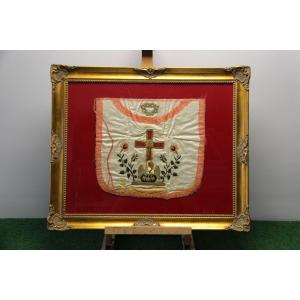 Rose Croix Apron In Silk Embroidered From Canetilles Early 19th