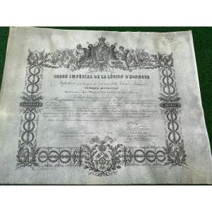 Patent Of Knight Of The Imperial Order Of The Legion Of Honor Napoleon III 1856